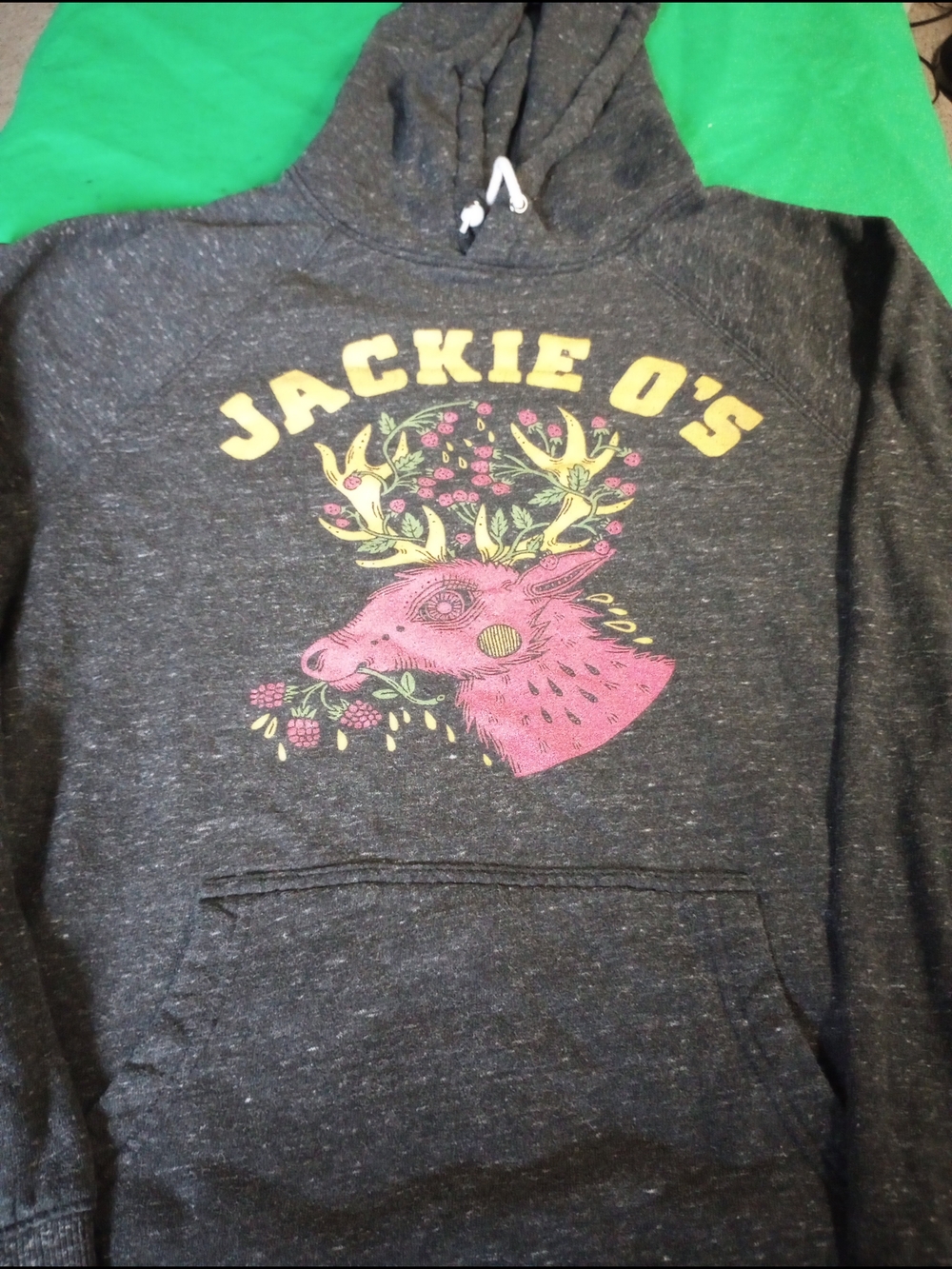 HOMAGE Jackie O's Charcoal Hooded  Pullover Sweatshirt Size Medium